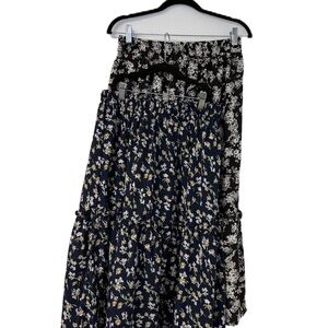 Creative Genius Floral Bundle Tiered A-line Midi Skirt Casual Wear Sz l